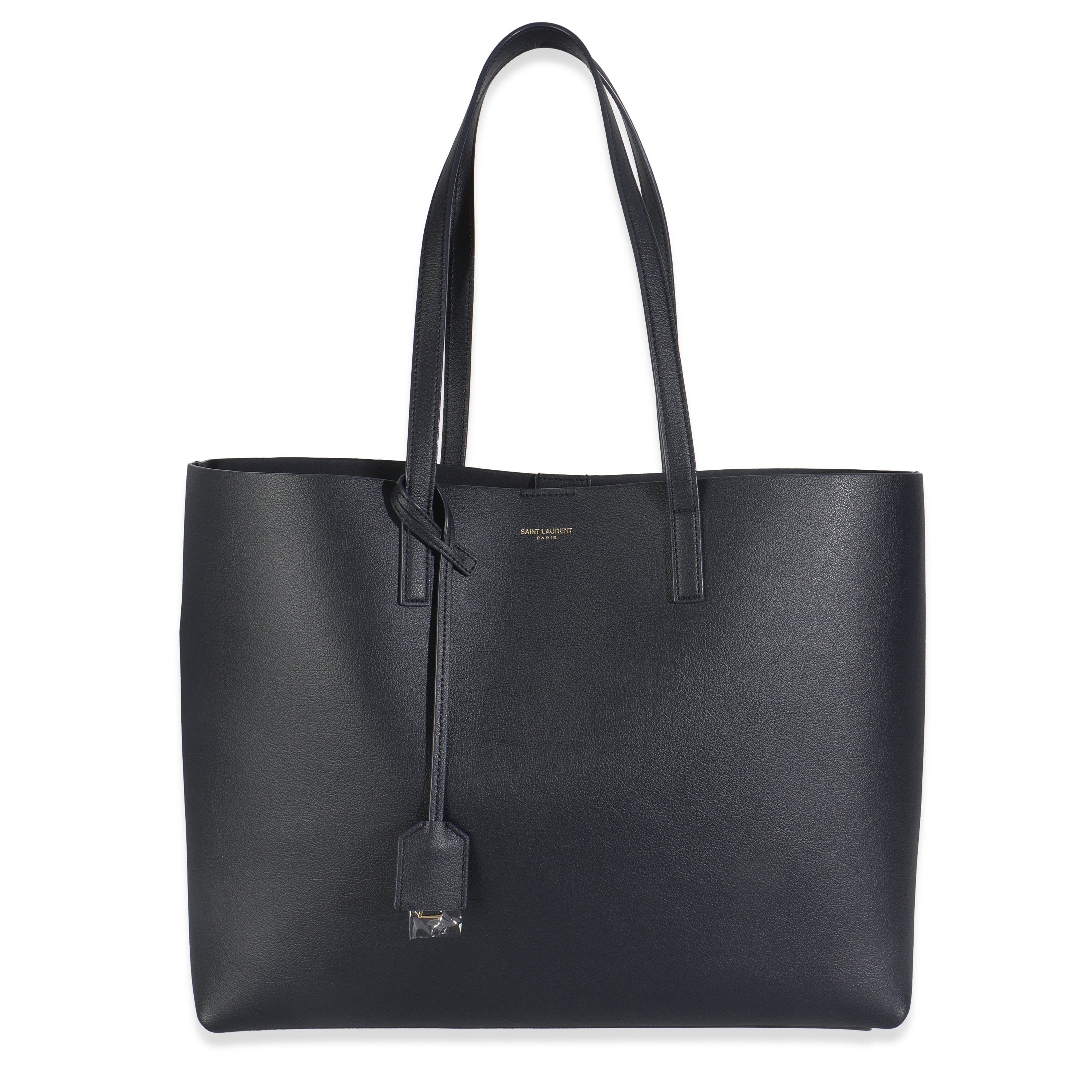 Saint Laurent Deep Marine Calfskin Large Shopping Tote
