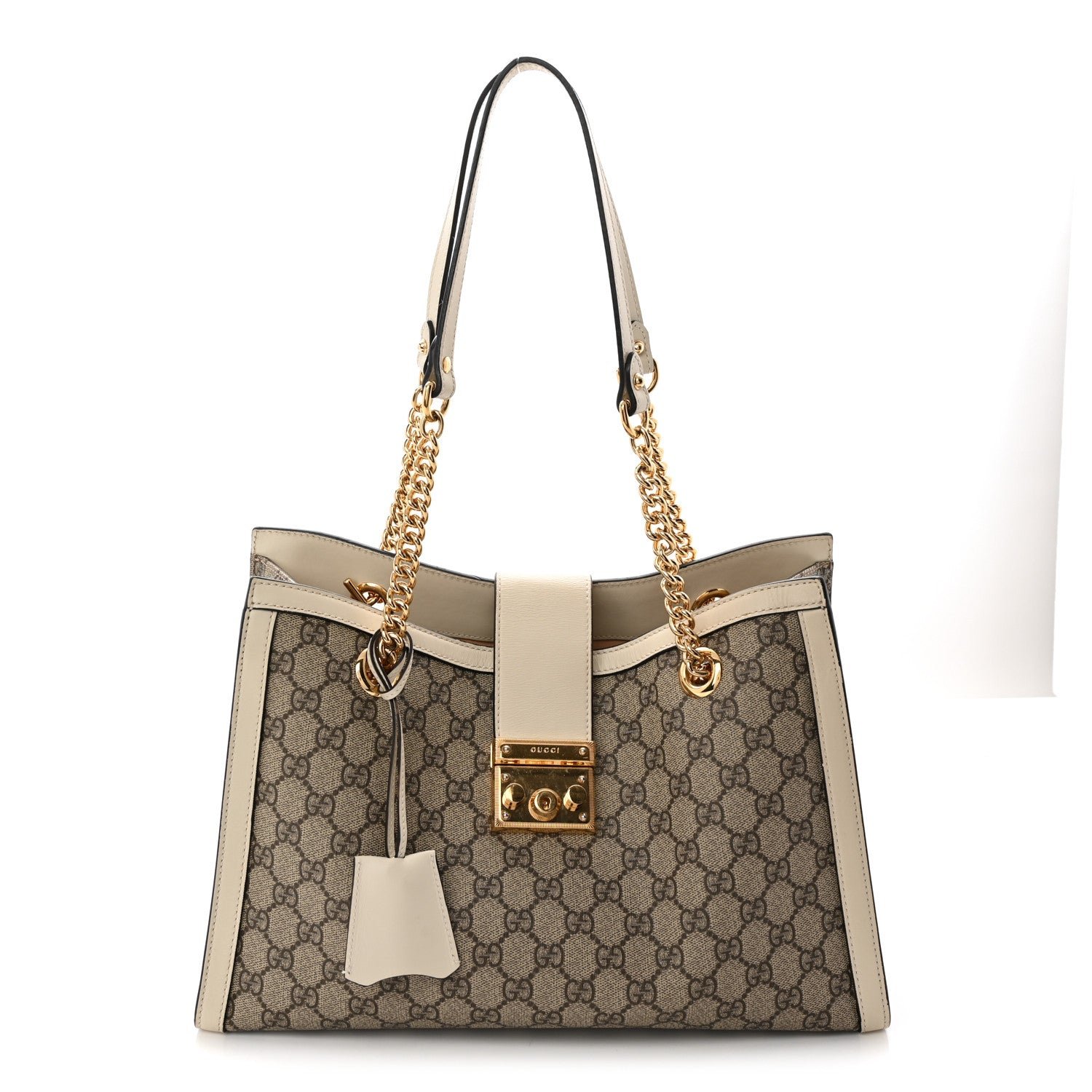 Gucci GG Supreme Monogram Medium Padlock Tote White
