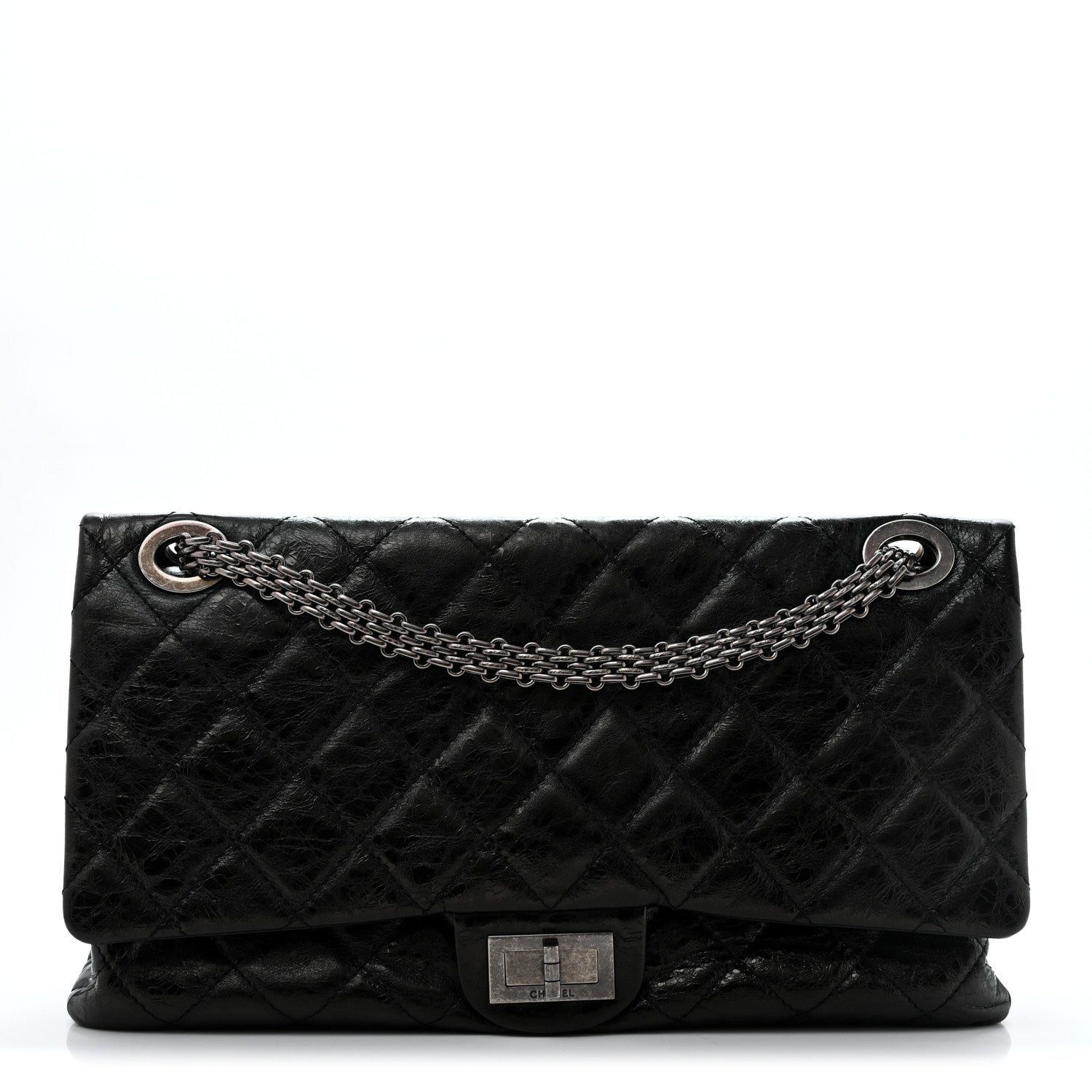 Chanel Metallic Aged Calfskin Quilted 2.55 Reissue 228 Flap Black