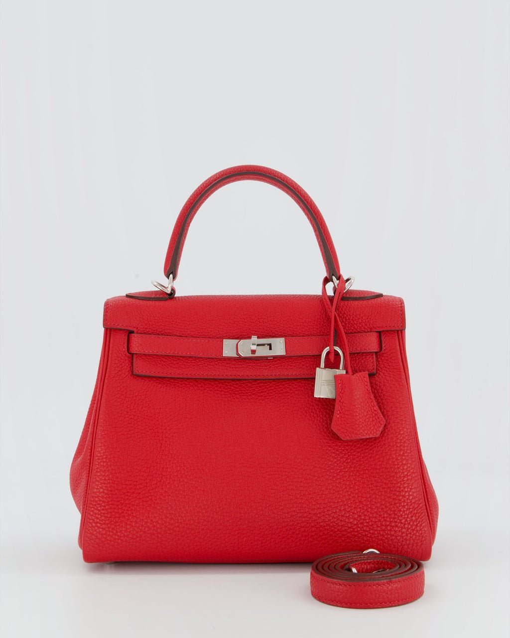 Hermès Kelly 25 Retourne Bag in Rouge Casaque Togo Leather with Palladium Hardware