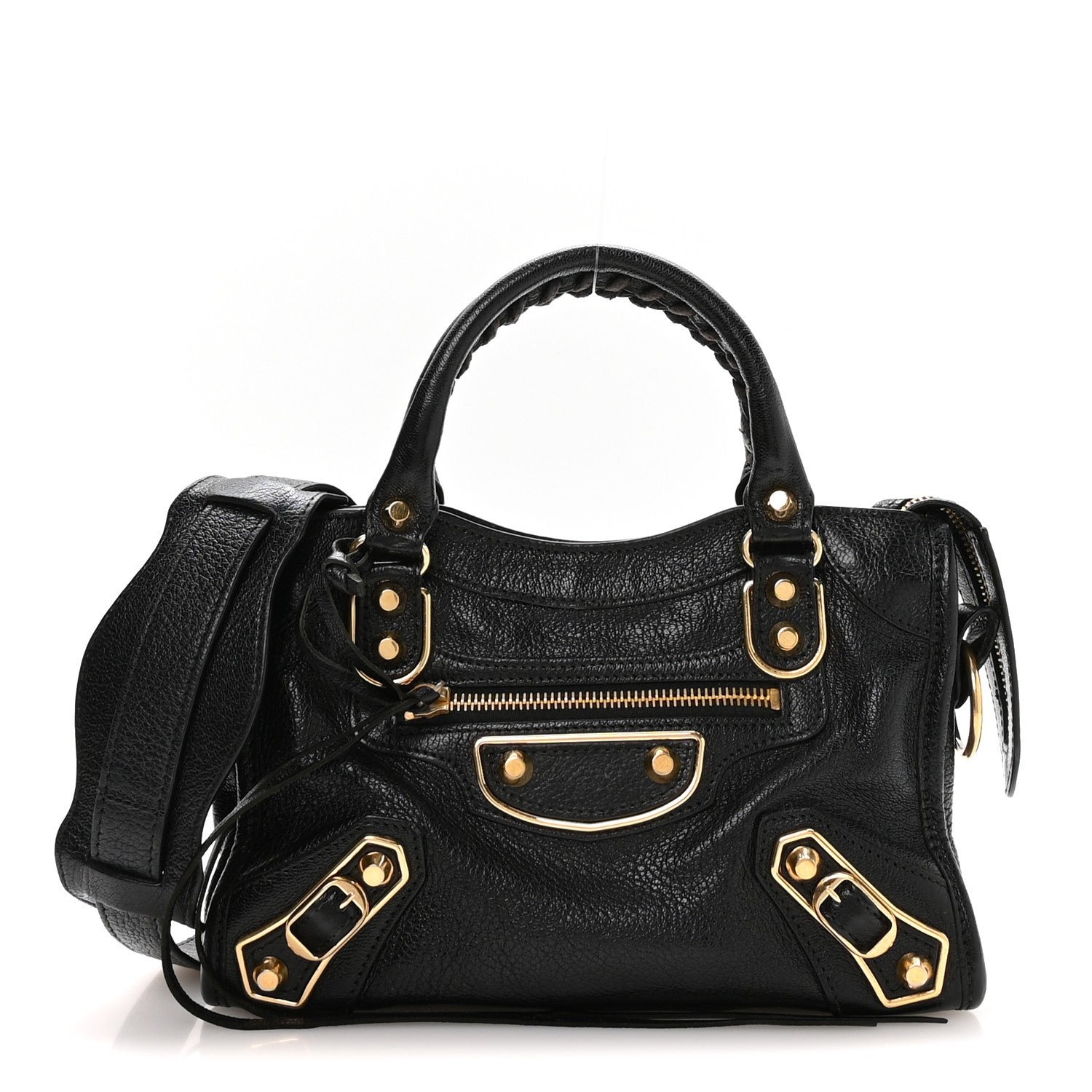 Balenciaga Balenciaga Chevre Gold Metallic Edge Hardware Mini City Black