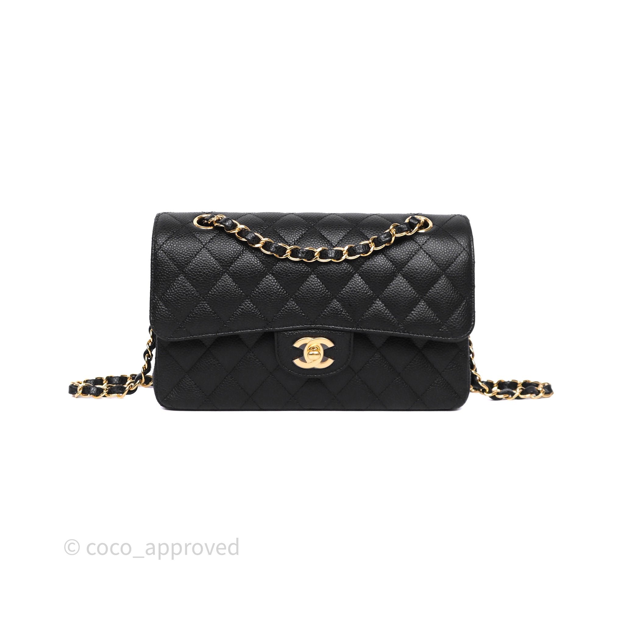 Chanel Small Classic Flap Quilted Black Caviar Gold Hardware