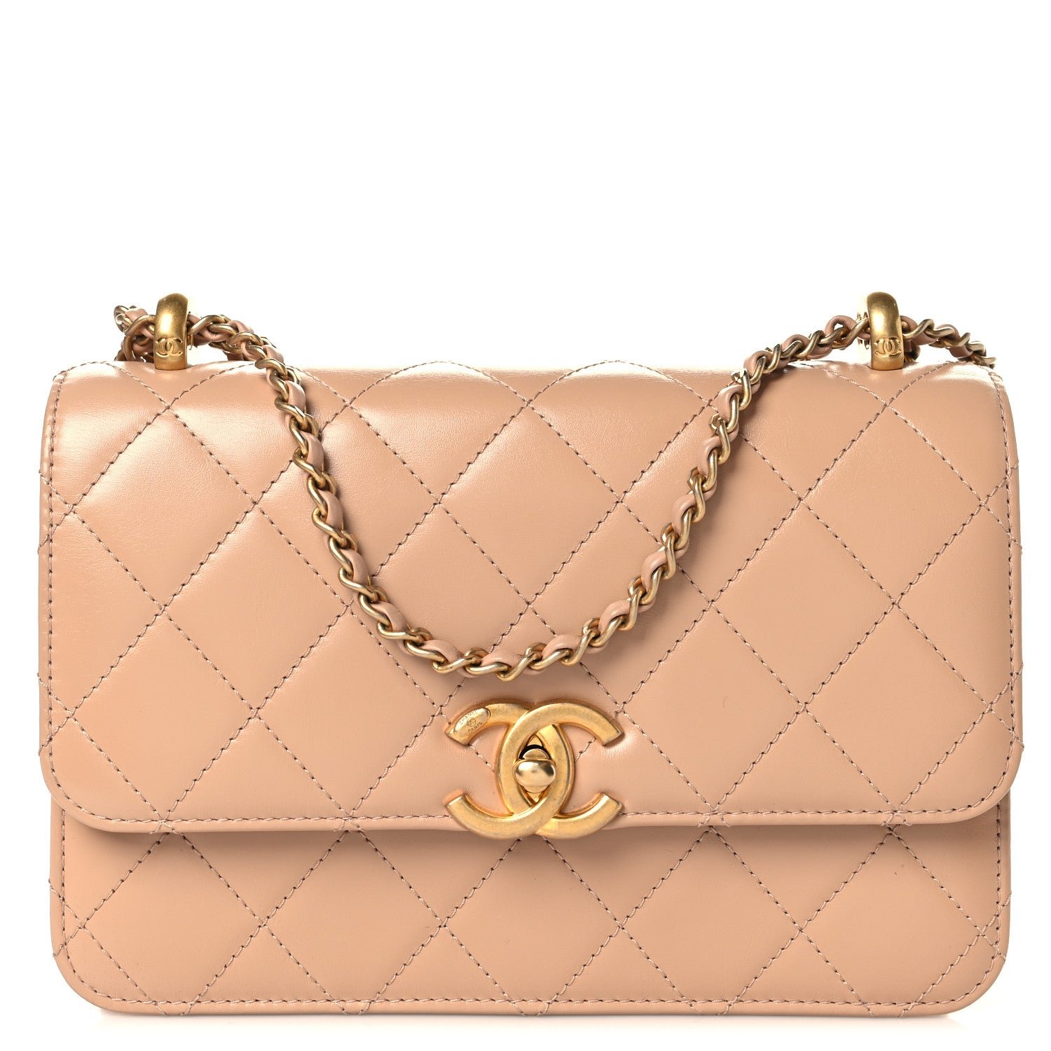 Chanel Calfskin Quilted Perfect Fit Flap Beige