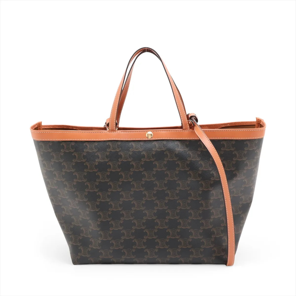 Celine Triomphe square cover PVC & leather 2 Way Tote Bag Brown