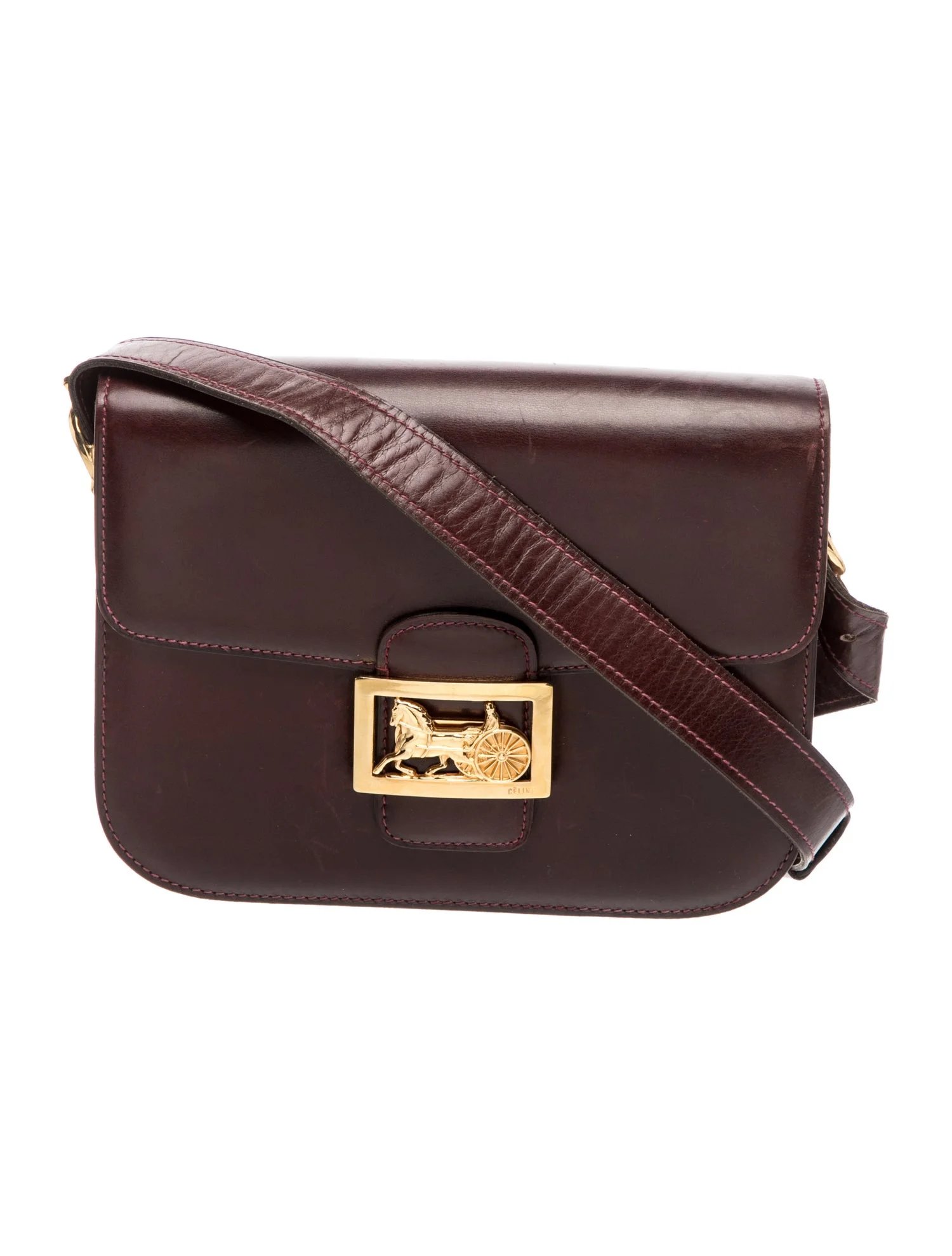 Leather Horse Carriage Flap Bag