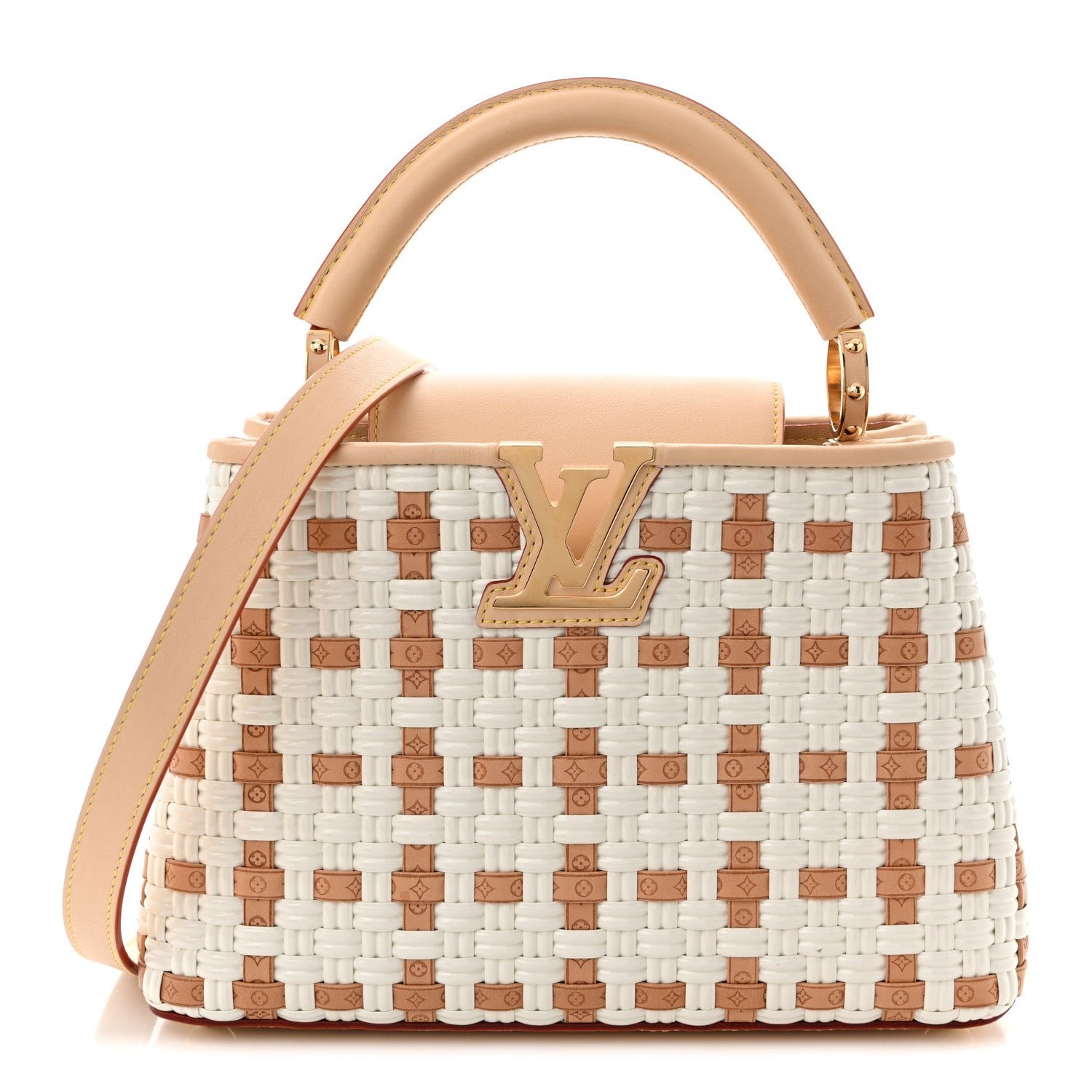 Louis Vuitton Woven Calfskin Heavenly Capucines BB White Natural