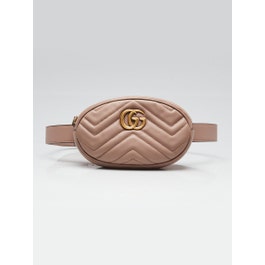 Gucci Beige Quilted Leather GG Marmont Waist Belt Bag Size 75/30