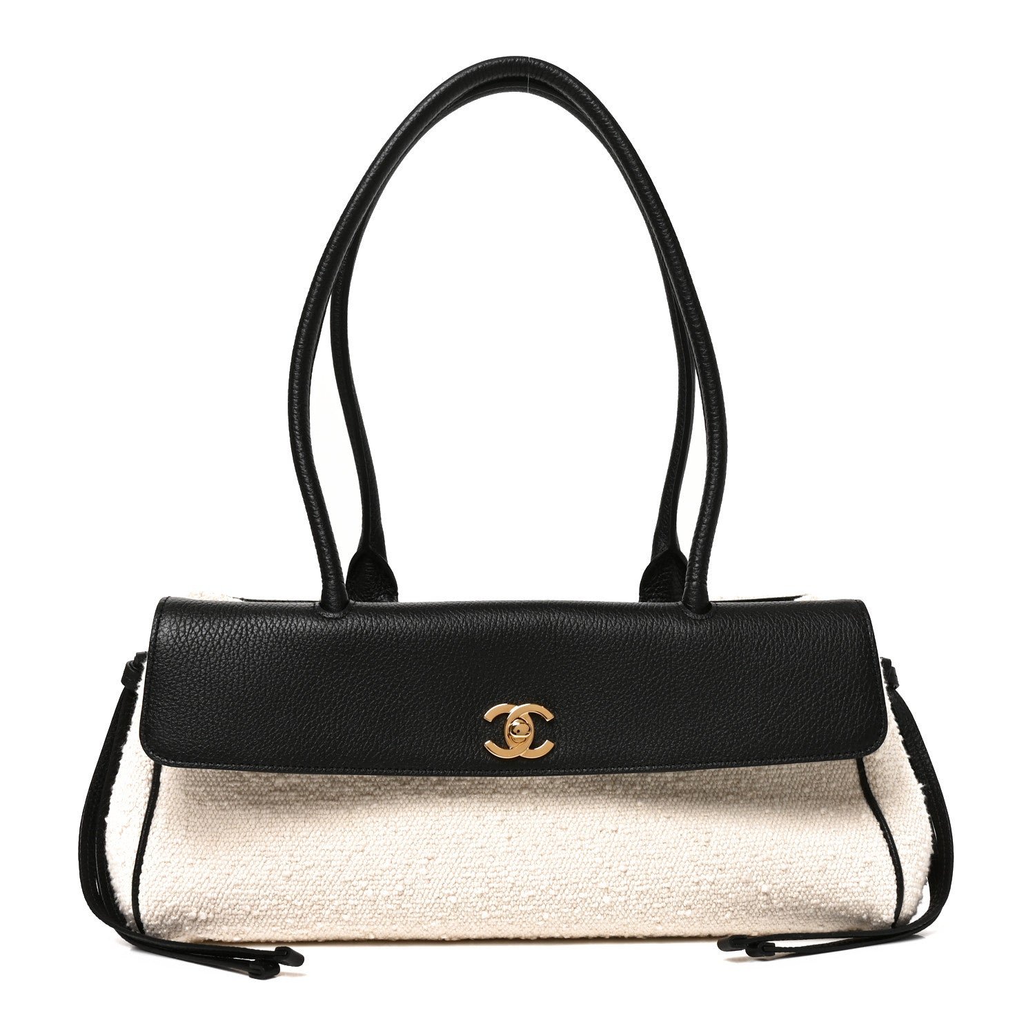 Chanel Grained Calfskin Boucle Urban Essentials Small Shopping Bag Ecru Black