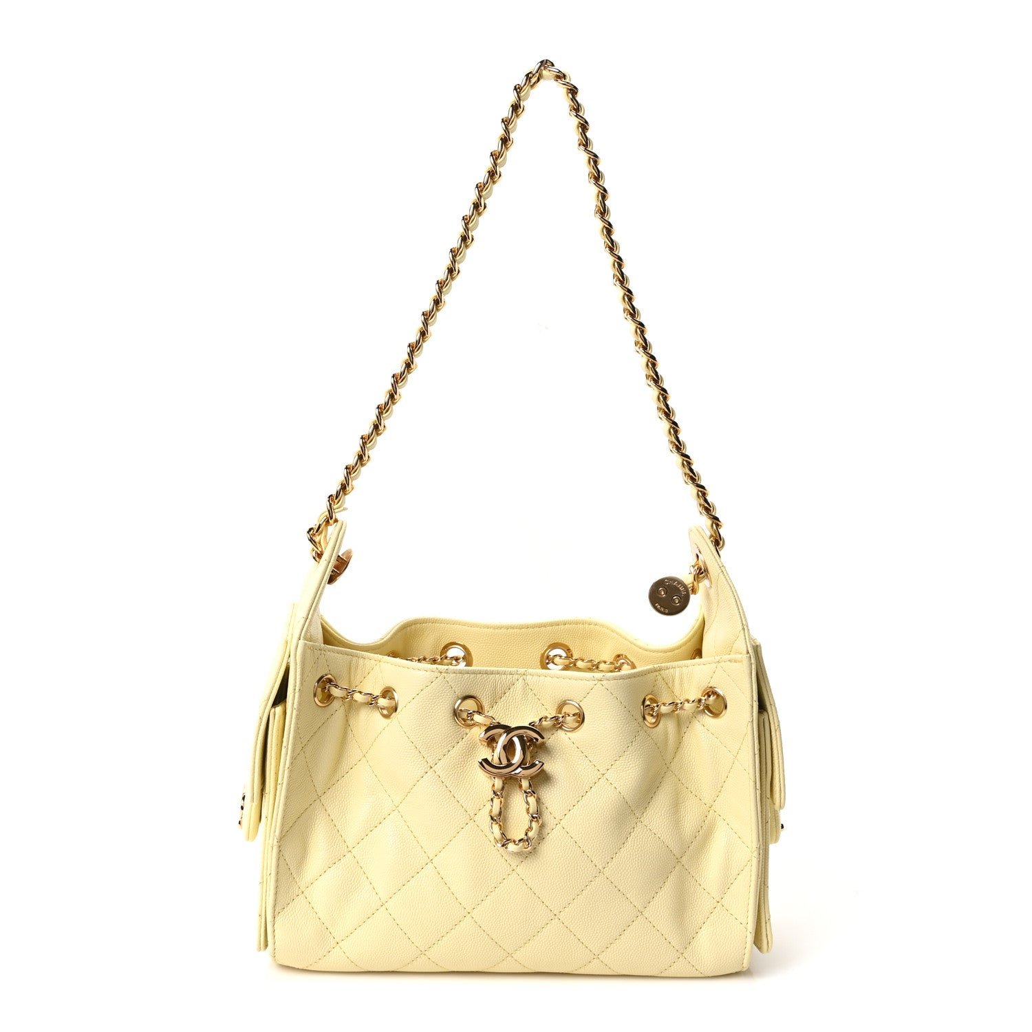 Chanel Caviar Quilted Mini Chanel 25 Handbag Light Yellow