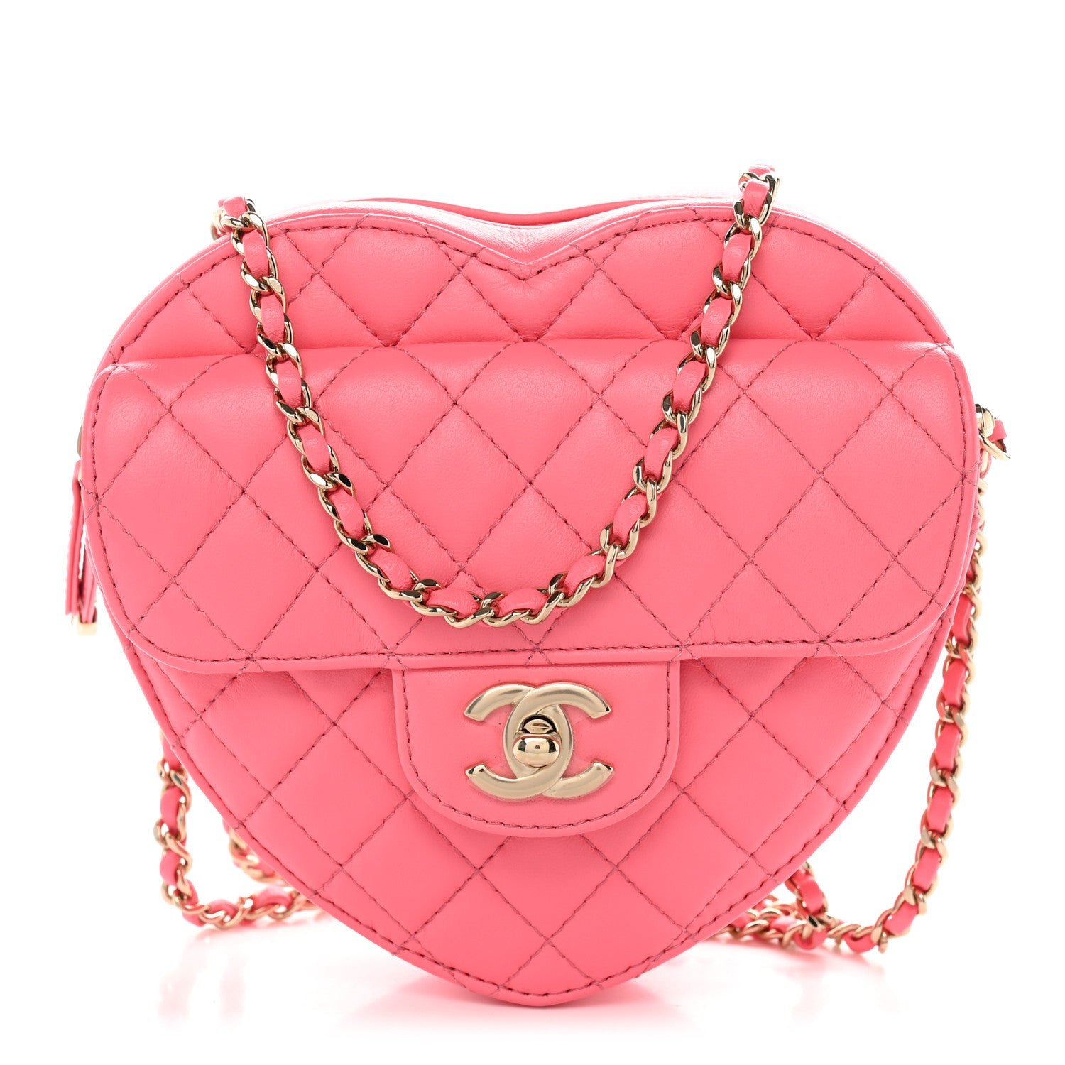 Chanel Lambskin Quilted CC In Love Heart Bag Pink