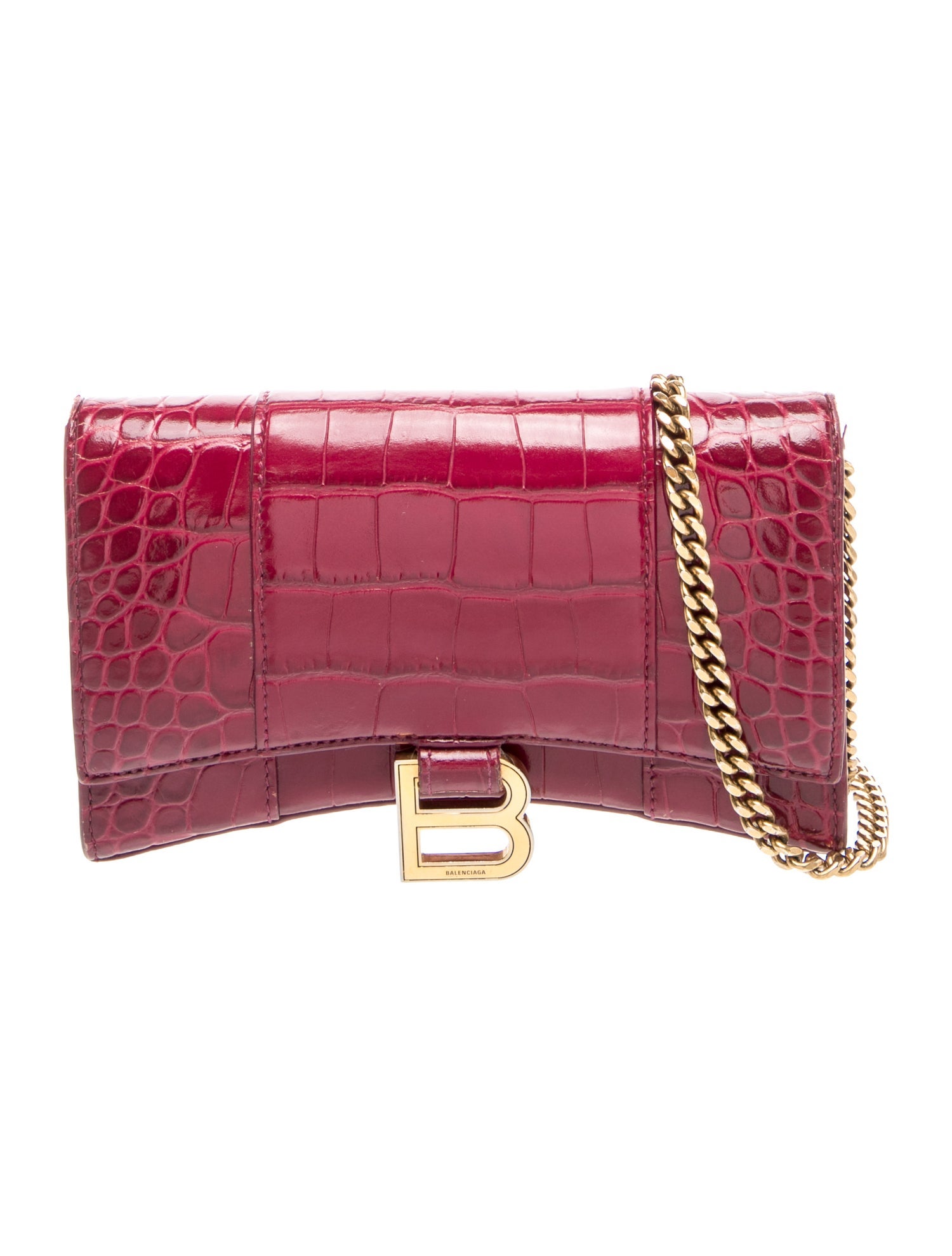 Embossed Leather Hourglass Wallet On Chain