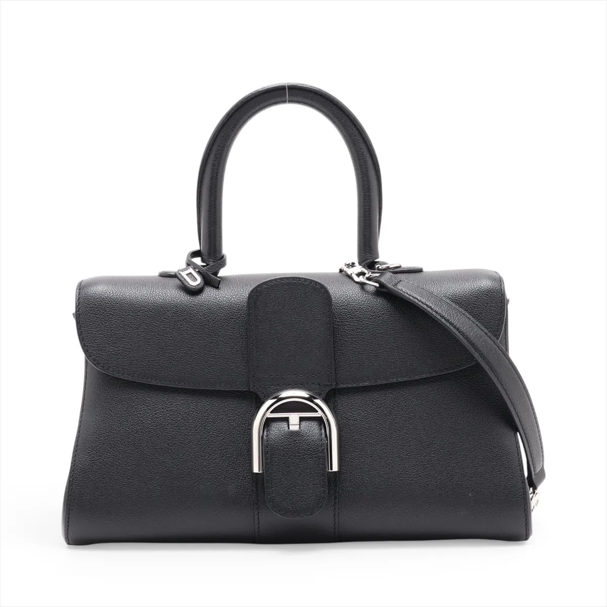 Delvaux Brillant East West Leather 2 Way Handbag Black