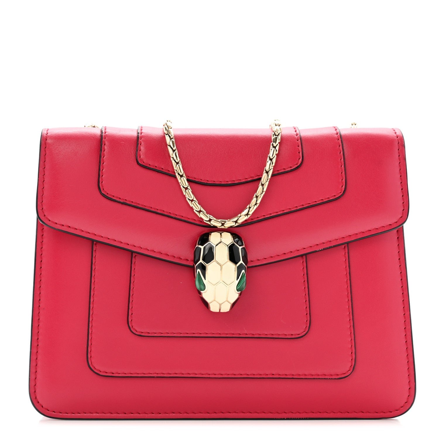 Bvlgari Bulgari Calfskin Small Serpenti Forever Snake Strap Crossbody Bag Pink