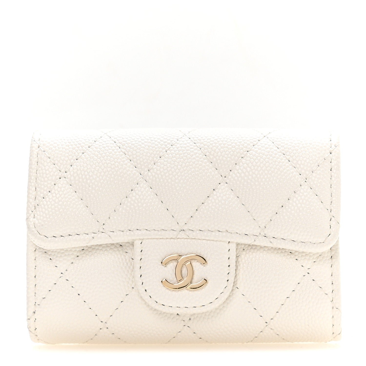 Chanel Caviar Quilted Classic 4 Key Holder Wallet White
