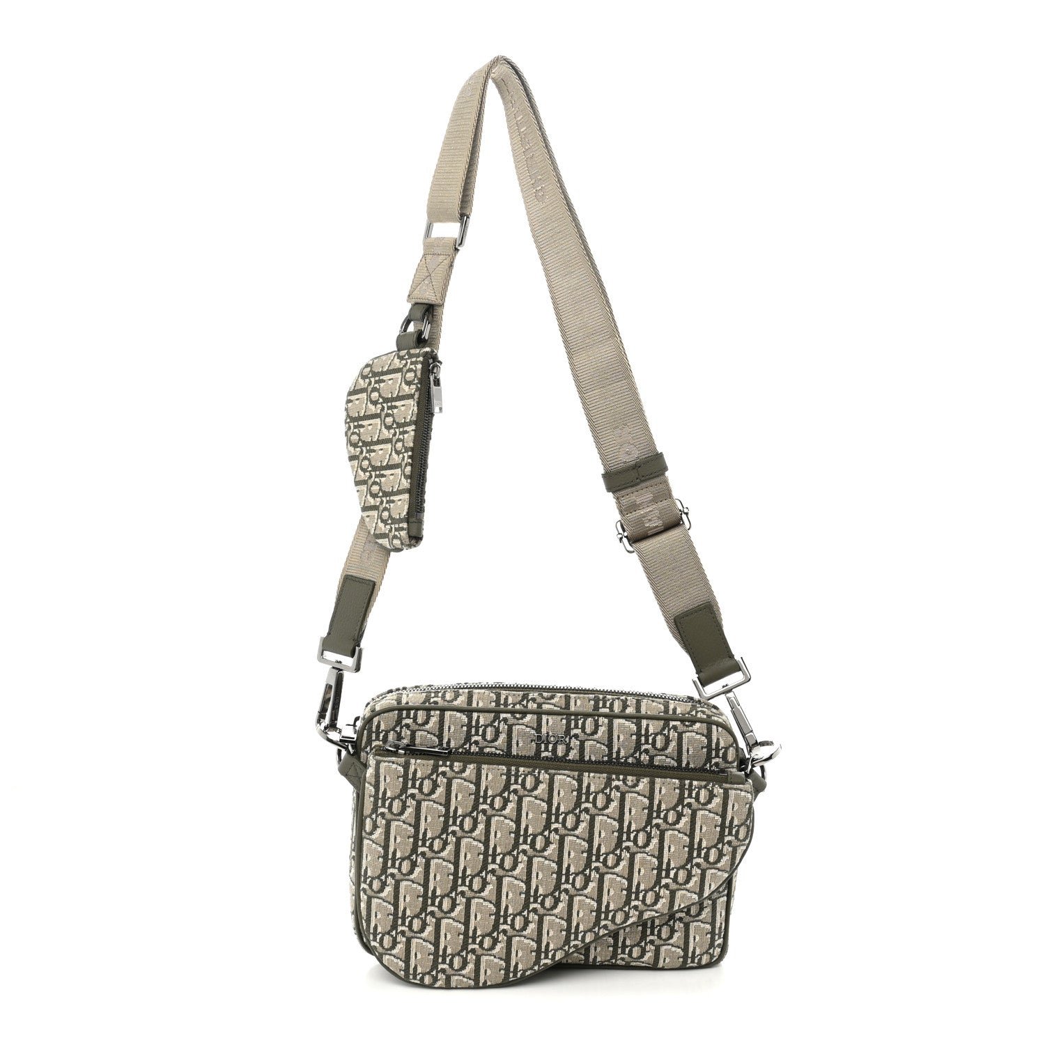 Christian Dior Oblique Saddle Triple Pouch Green