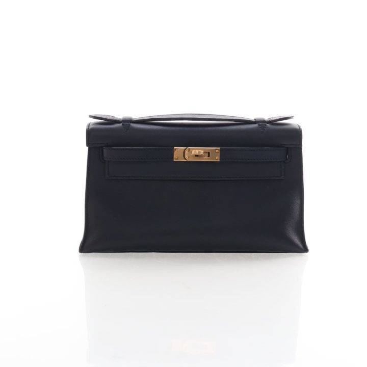 Hermes Noir Swift Kelly Pochette