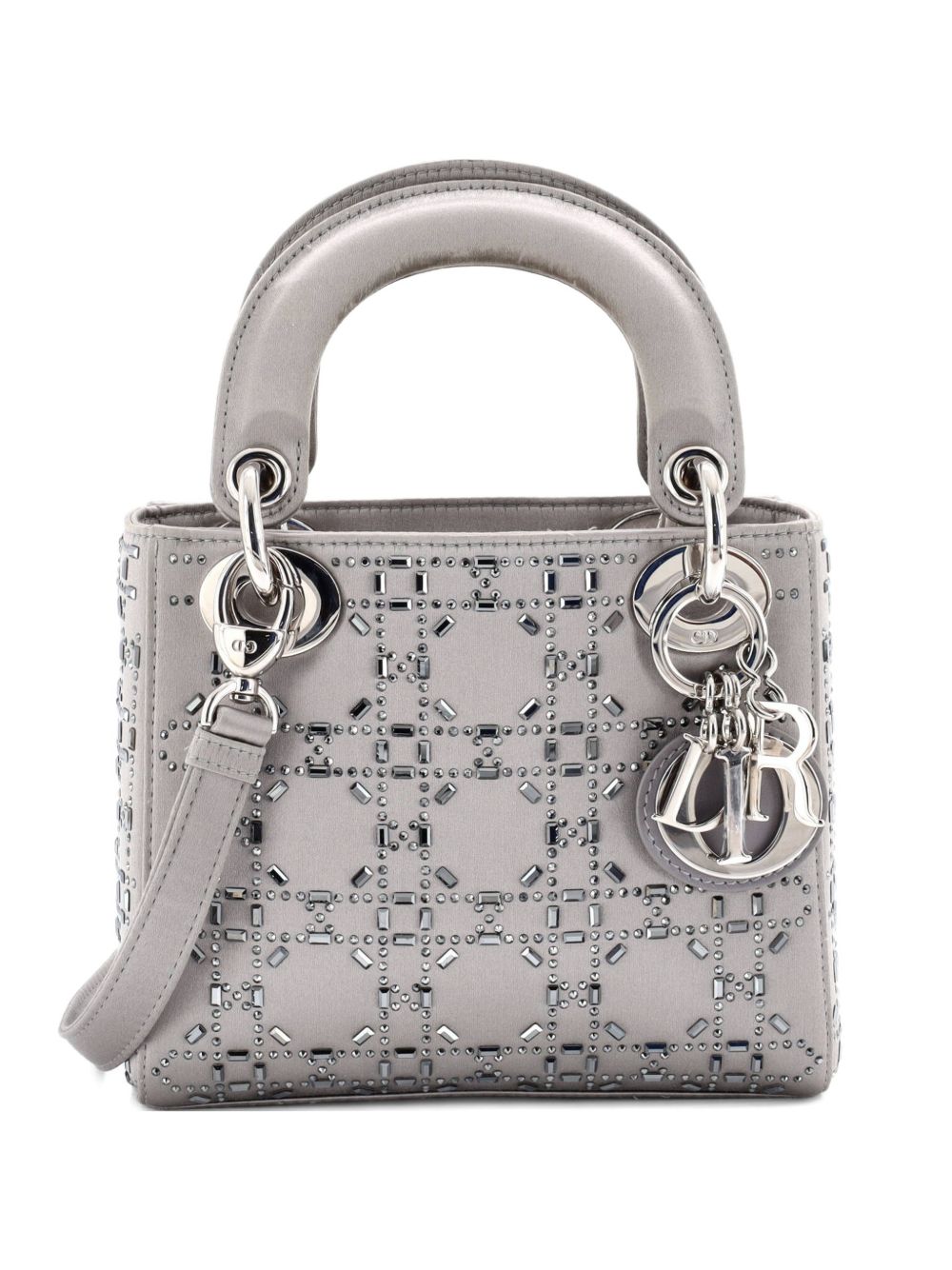 Lady Dior Bag Crystal Embellished Cannage Quilt Satin Mini satchel