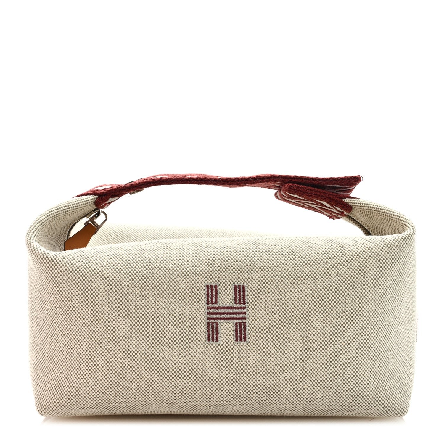 Hermes Canvas Small Bride-A-Brac Pouch Natural Rouge H