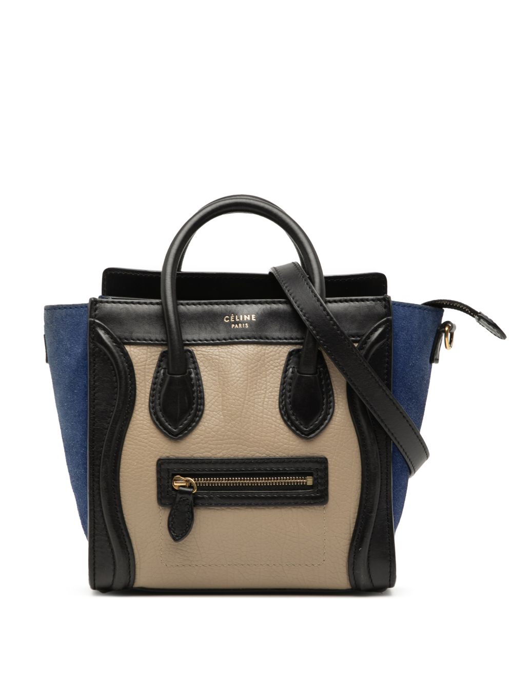 2013 Nano Tricolor Calfskin and Suede Luggage Tote satchel