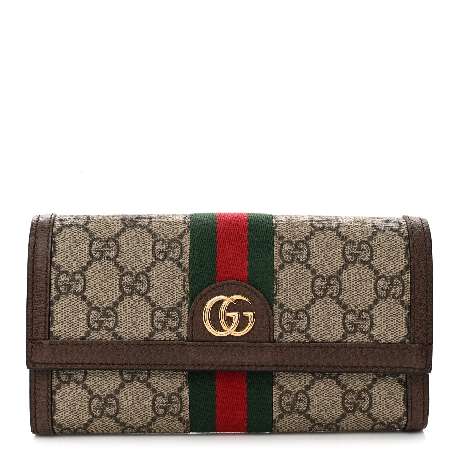 Gucci GG Supreme Monogram Web Ophidia Continental Wallet Brown