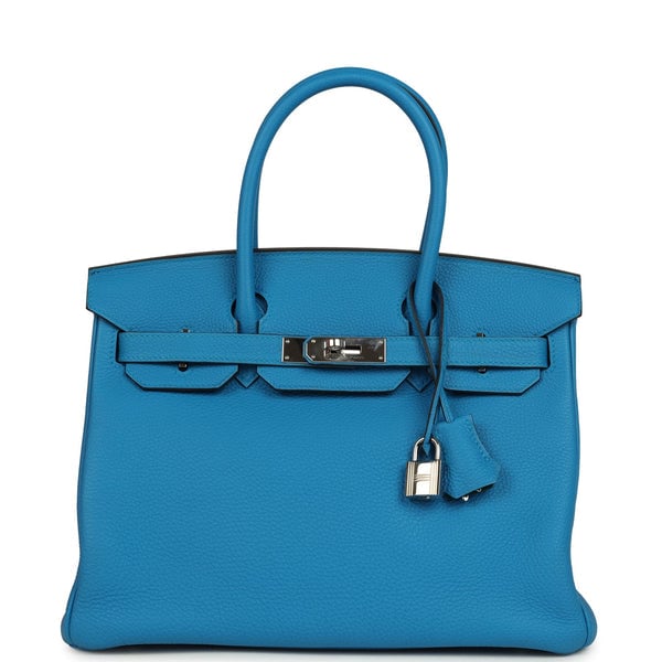 Hermes Pre-owned Hermes Birkin 30 Bleu Zanzibar Verso Togo Palladium Hardware