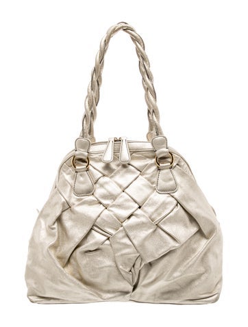Leather Nappa Metallic Braided Bag