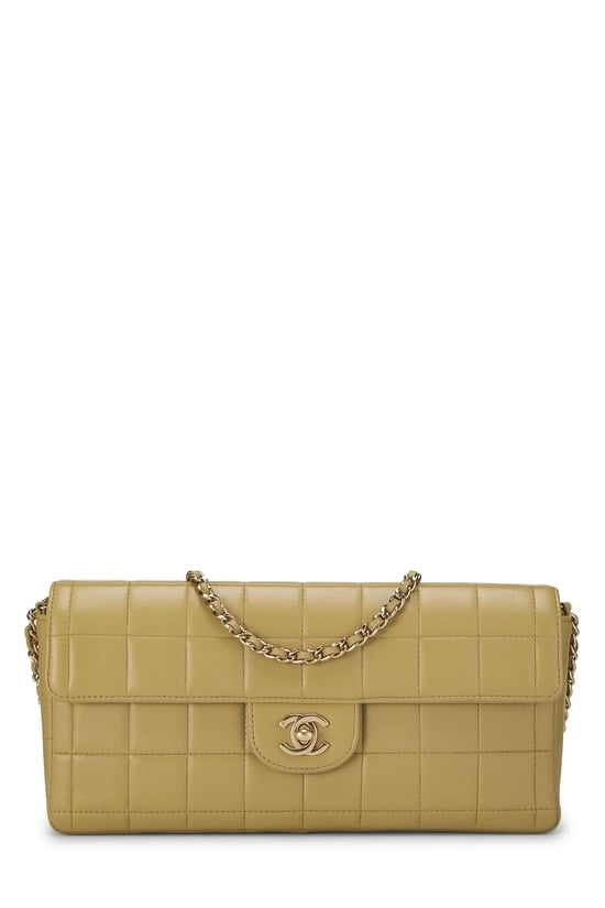 Chanel Beige Lambskin Chocolate Bar East/West Medium