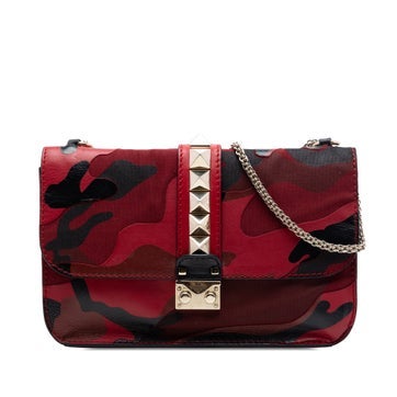 Alligator Medium Nappa and Canvas Camouflage Rockstud Glam Lock Crossbody