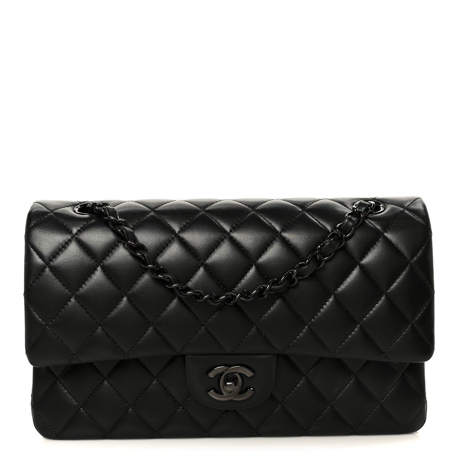 Chanel Lambskin Quilted Medium Double Flap So Black