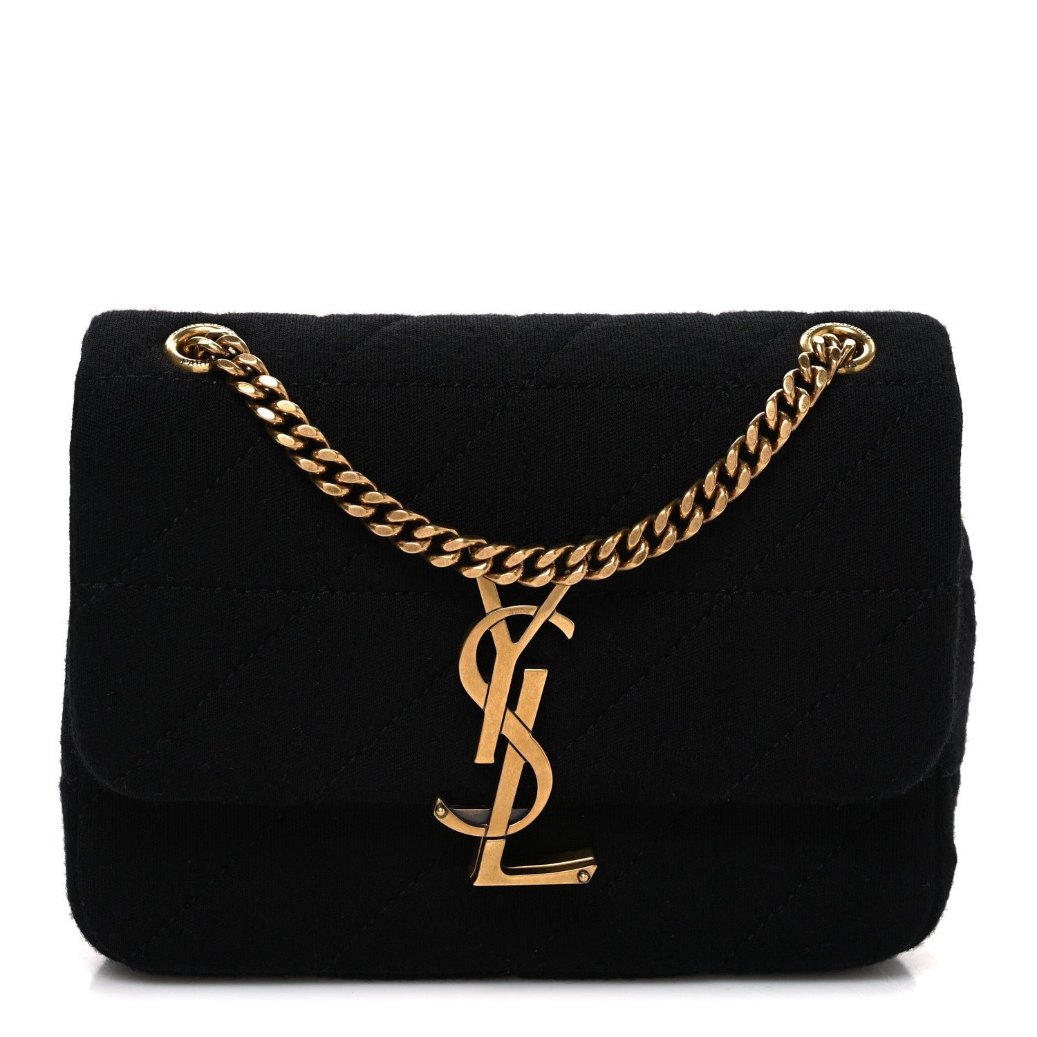 Saint Laurent Jersey Wool Patchwork Monogram Mini Jamie Baguette Black