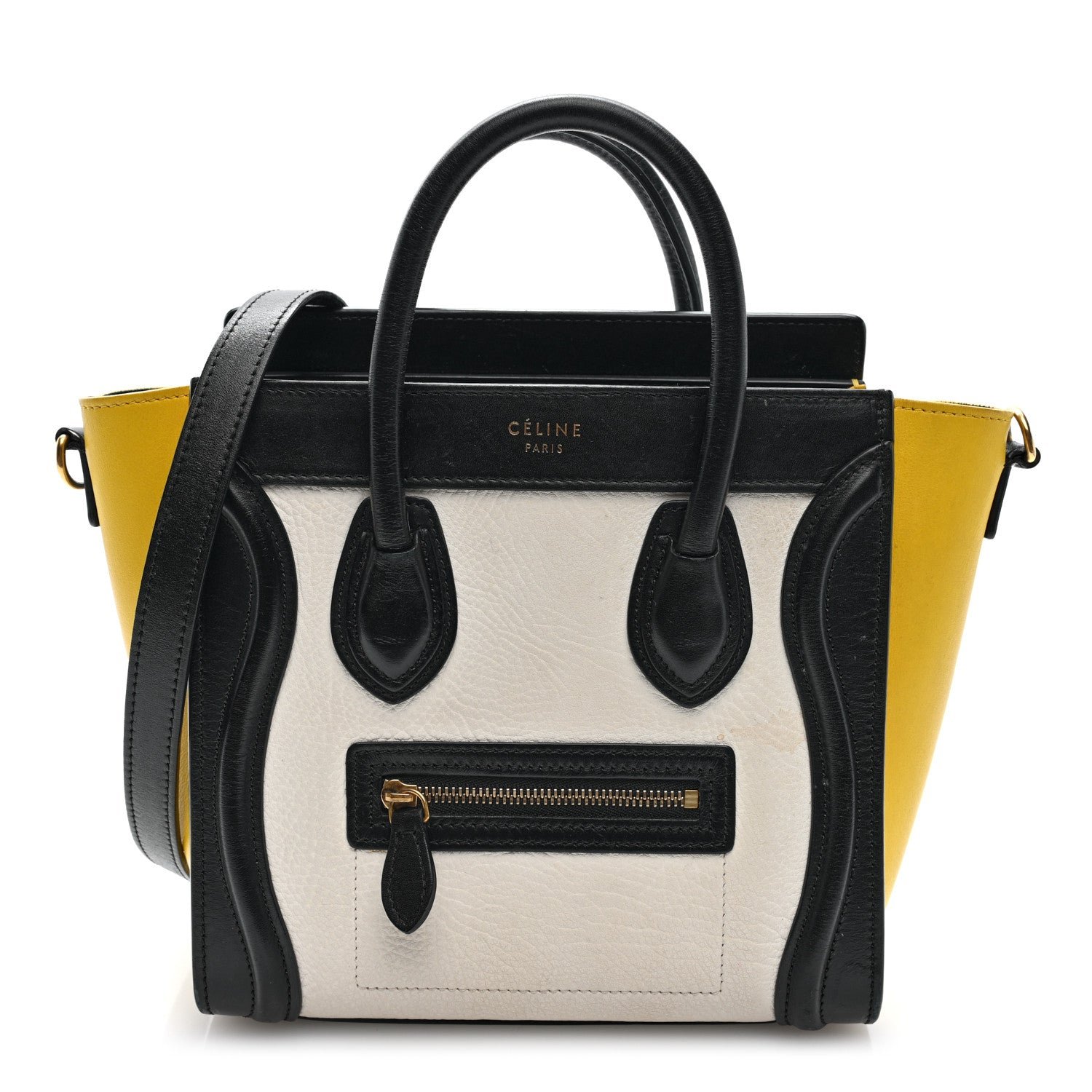 Celine Elephant Calfskin Nano Tri-Color Luggage Yellow