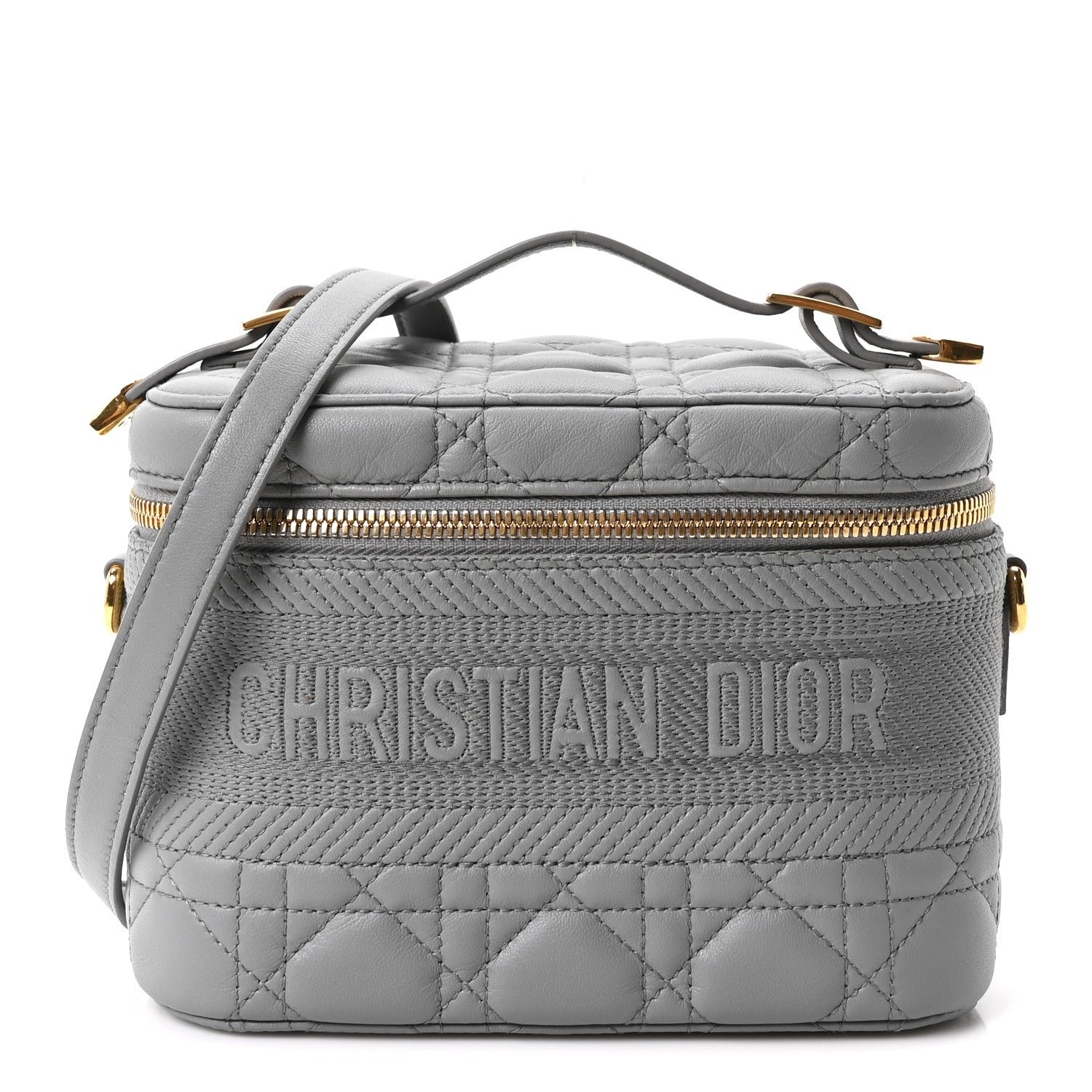 Christian Dior Lambskin Cannage Small Diortravel Vanity Case Cloud Blue
