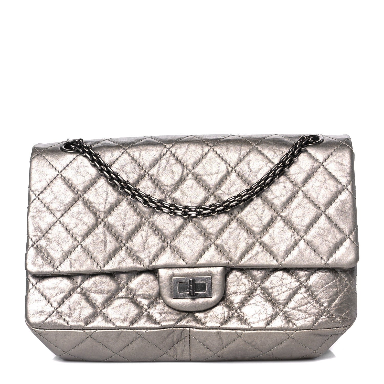 Chanel Metallic Aged Calfskin Quilted Accordion 2.55 Reissue Flap Silver