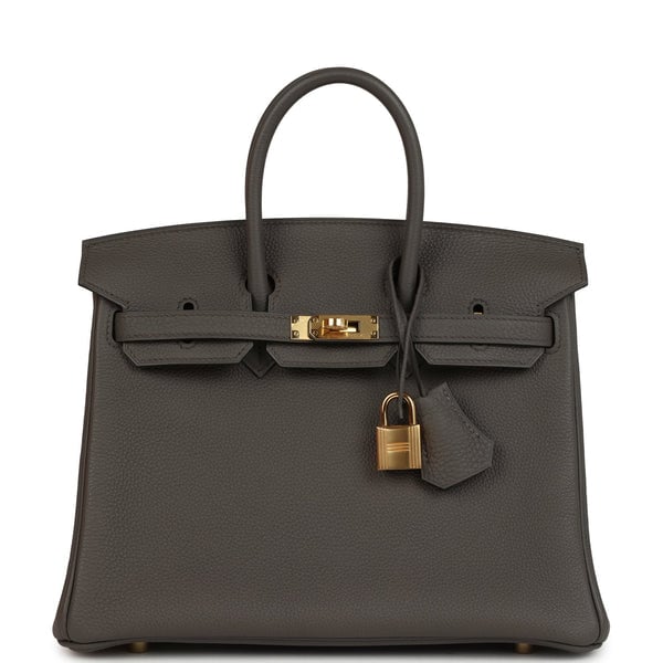 Hermes Hermes Birkin 25 Etain Togo Gold Hardware
