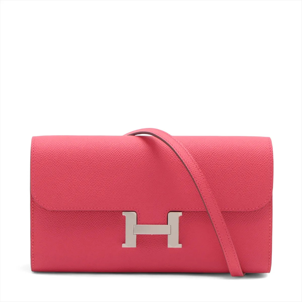 Hermès Constance Long Togo Veau Epsom Rose extreme Silver Metal Fittings