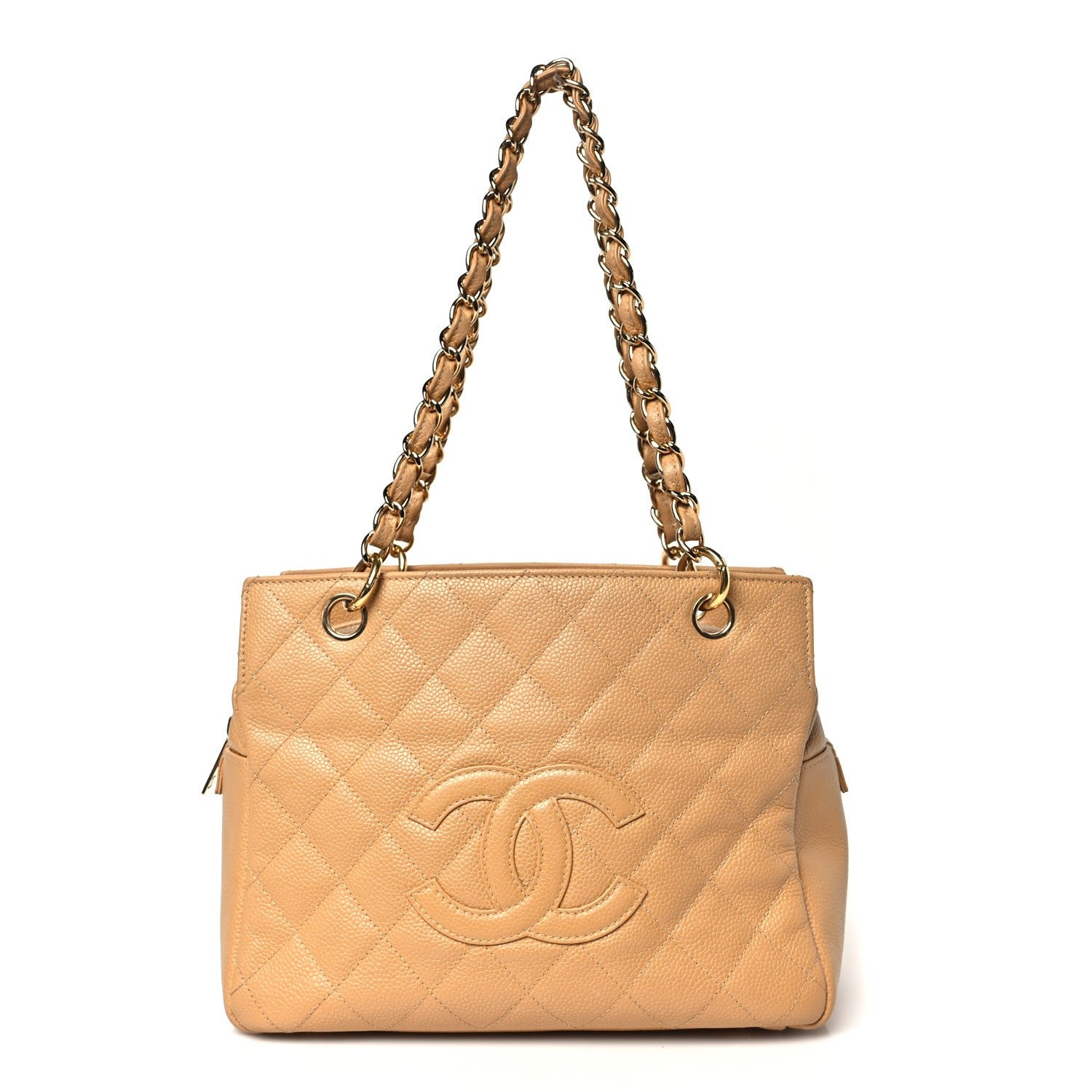 Chanel Caviar Quilted Petit Timeless Tote PTT Beige