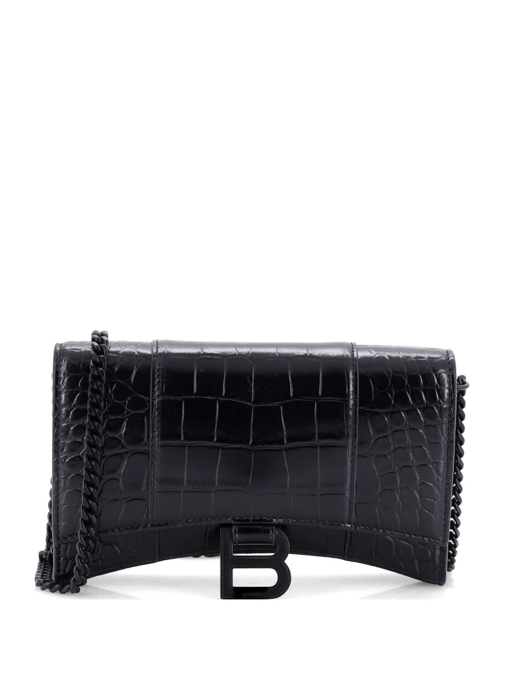 Hourglass Chain Wallet Crocodile Embossed Leather clutch bag