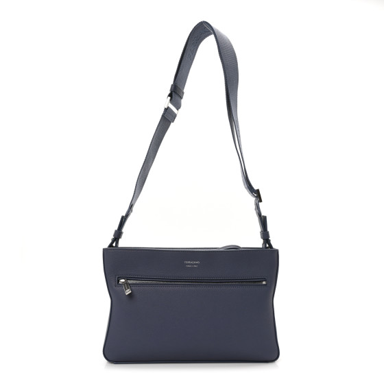Salvatore Ferragamo Hammered Calfskin Star Pouch Crossbody Bag Graphite