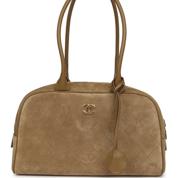 Chanel Small "Perfect Bowling" Bag Dark Beige Suede Gold Hardware
