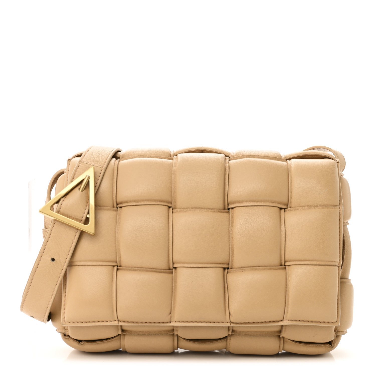 Bottega Veneta Nappa Maxi Intreccio Small Padded Cassette Crossbody Bag Almond