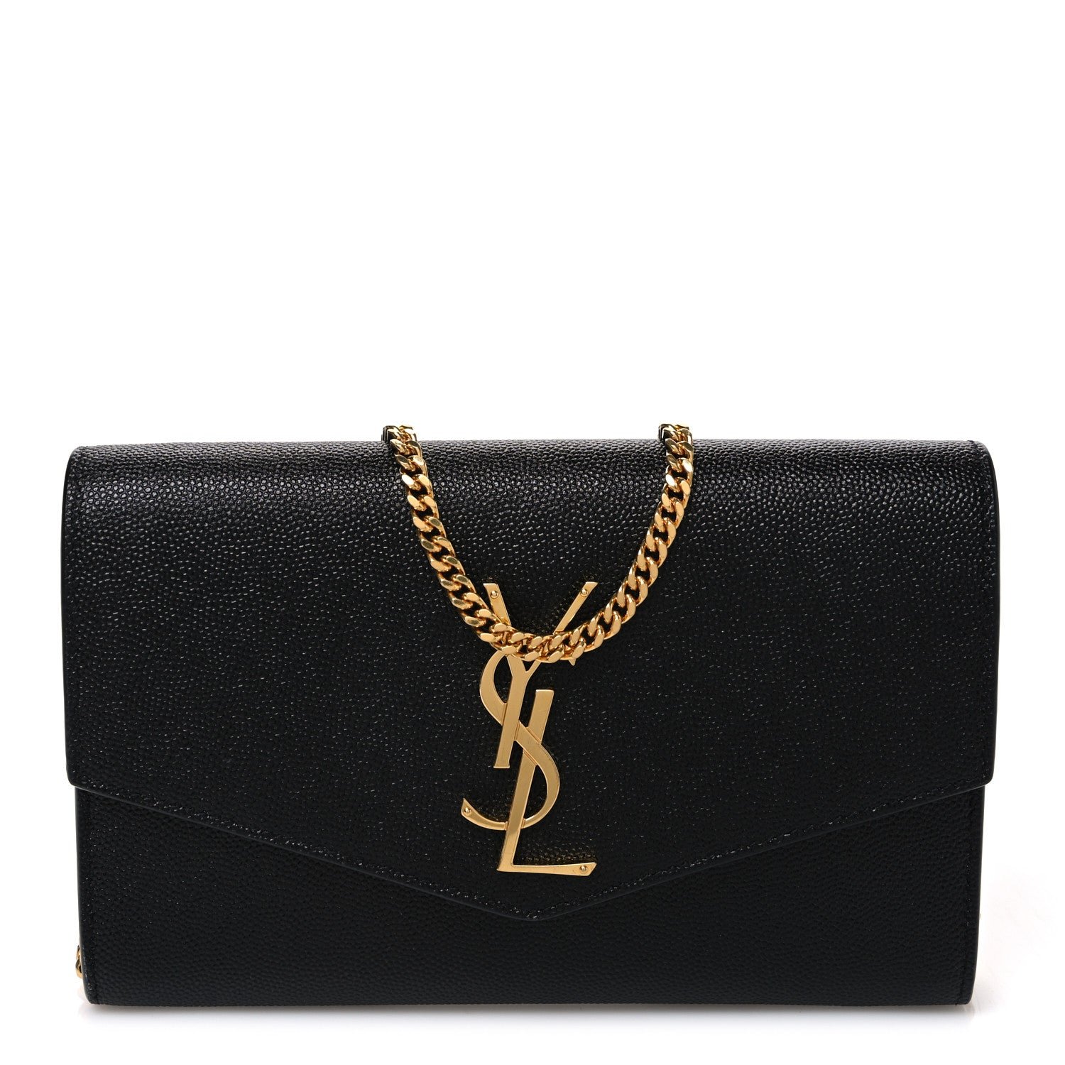 Saint Laurent Grain De Poudre Uptown Chain Wallet Black