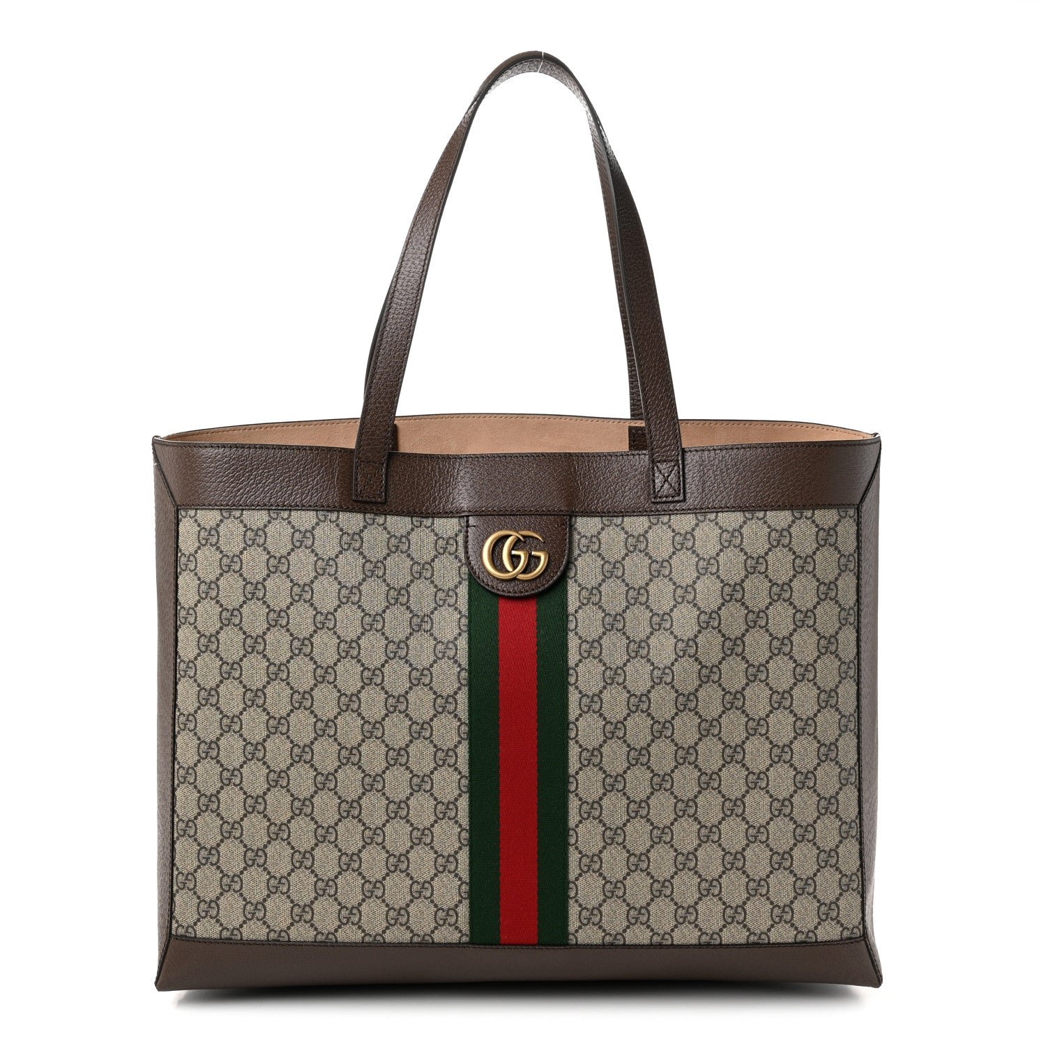 Gucci GG Supreme Monogram Web Ophidia Tote Brown