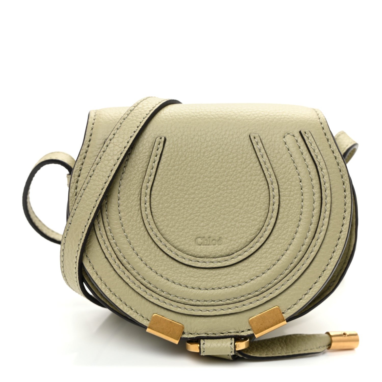 Chloe Calfskin Nano Marcie Saddle Bag Aloe Green