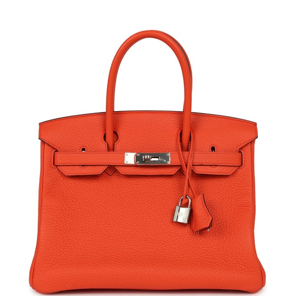 Pre-owned Hermes Birkin 30 Orange Poppy Clemence Palladium Hardware