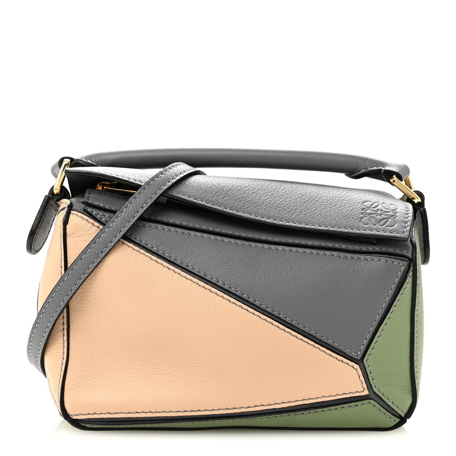 Loewe Loewe Calfskin Mini Puzzle Bag Asphalt Grey Nude