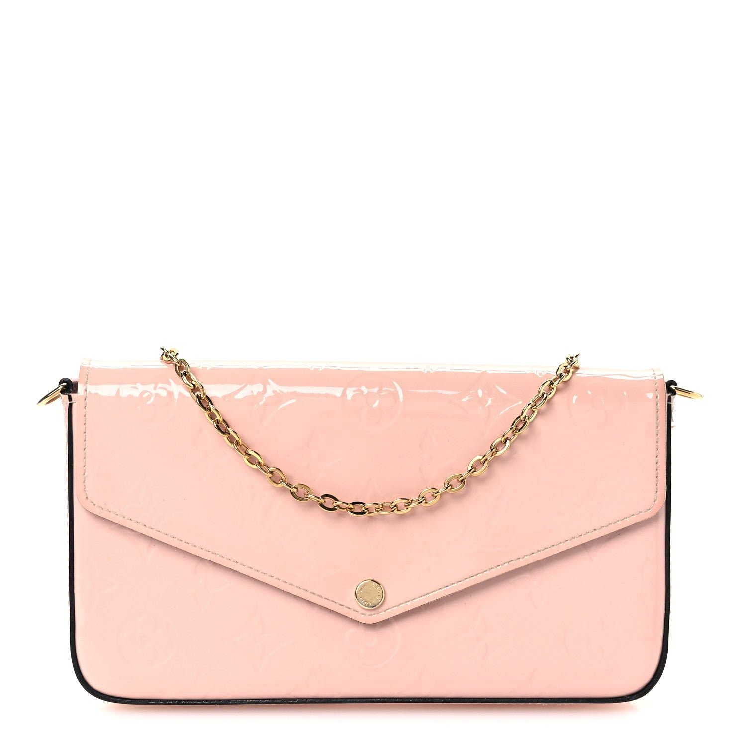 Louis Vuitton Vernis Felicie Chain Wallet Rose Ballerine