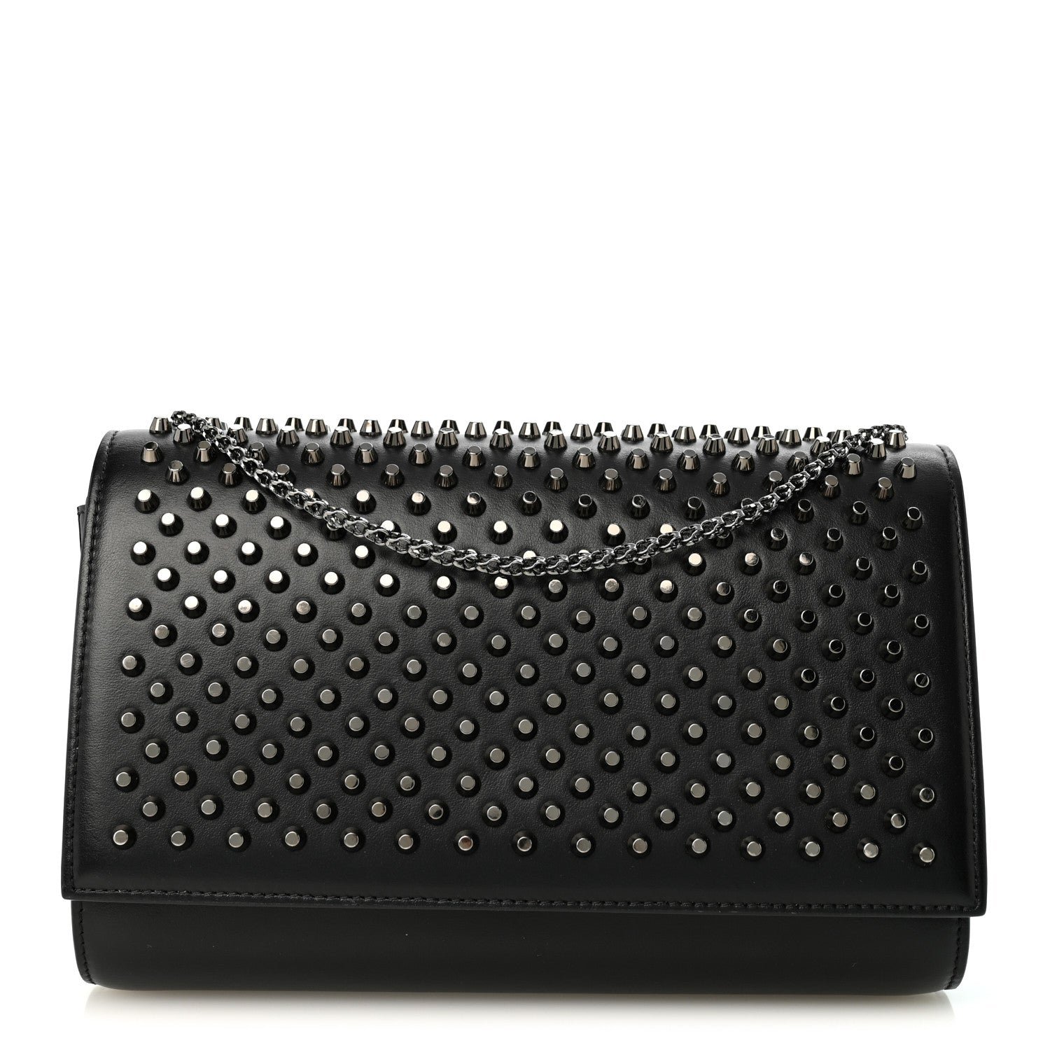 Christian Louboutin Calfskin Patent Spikes Paloma Clutch Black
