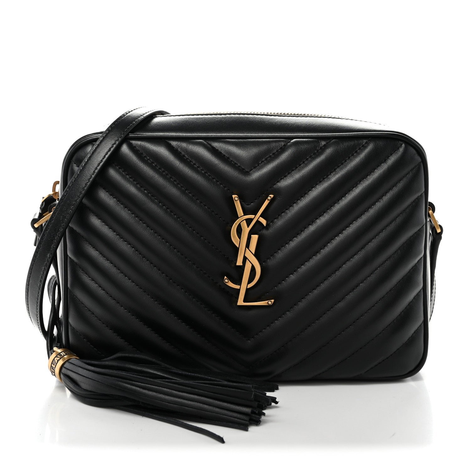 Saint Laurent Calfskin Matelasse Monogram Lou Camera Bag Black