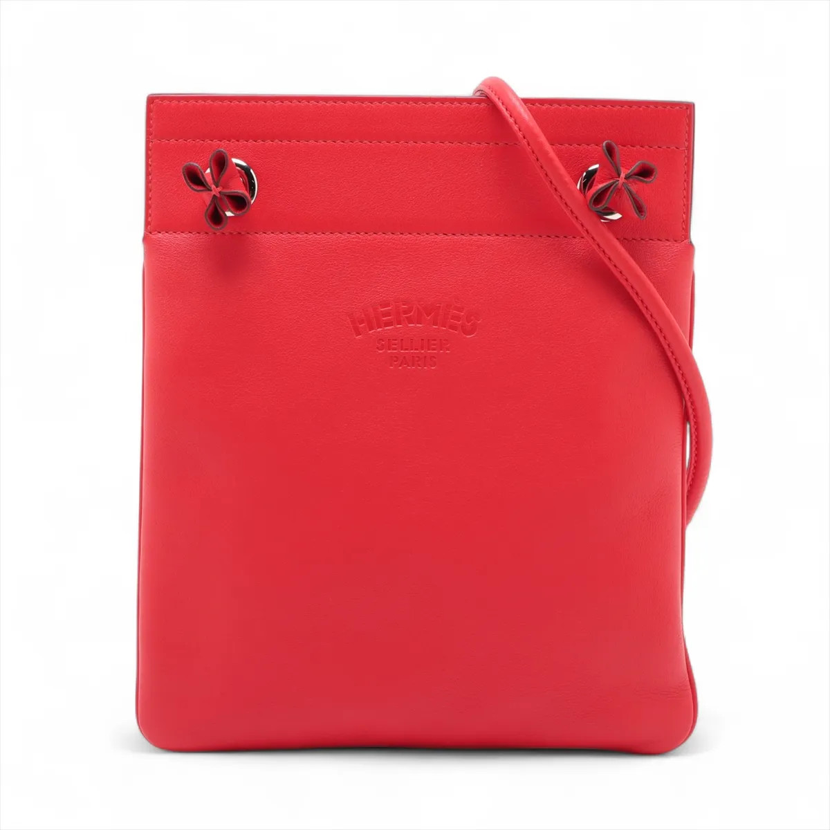 Hermès Aline Mini Veau Sikkim Rouge de Coeur Silver Metal Fittings