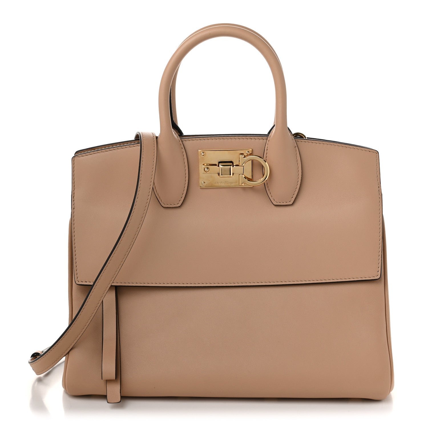 Ferragamo Salvatore Ferragamo Calfskin Medium Studio Bag Daino